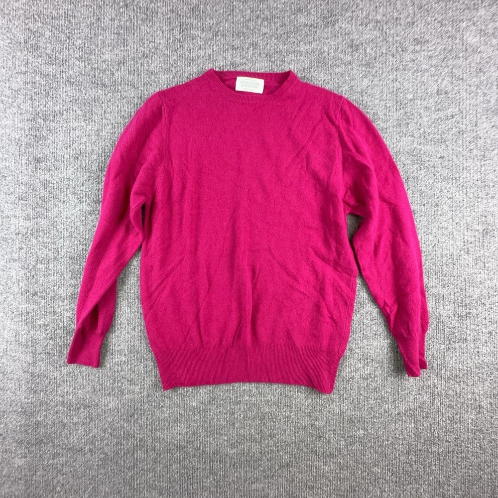 VTG United Colors Of Benetton Sweater Mens 48 Pink Wool Angora Crewneck Italy